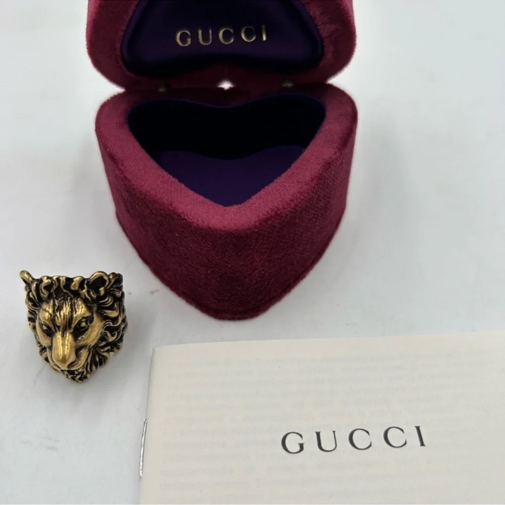 Women’s Gucci Lionhead, motif sterling silver ring size 8–8.5 made Italy